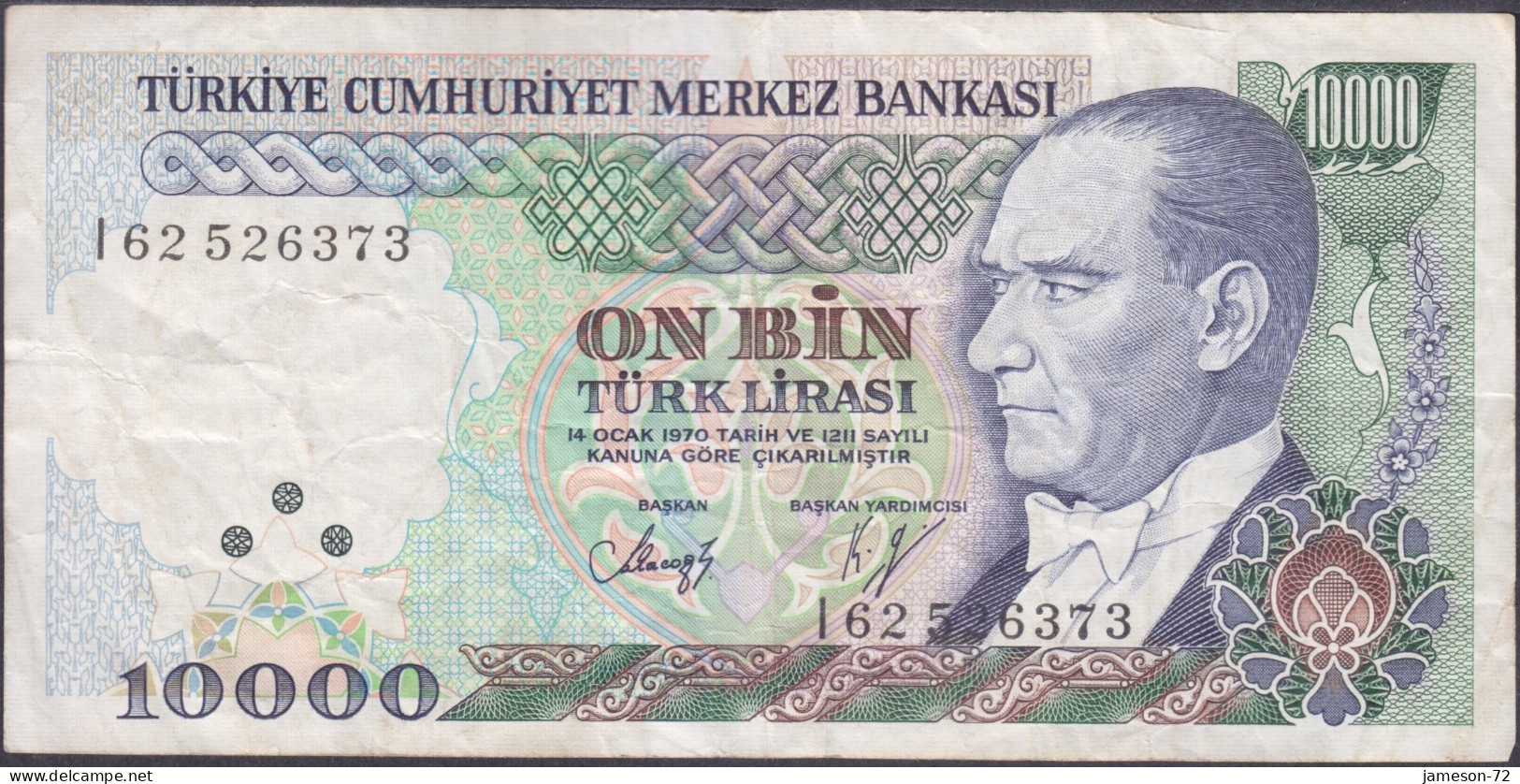 TURKEY - 10.000 Lira L.1970 (1982) P# 199c Europe Banknote - Edelweiss Coins - Turkije