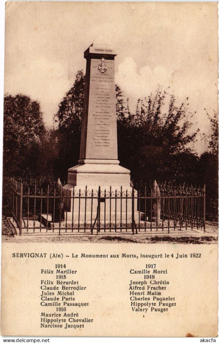 CPA Servignat Le Monument Aux Morts (1277329) - Villars-les-Dombes