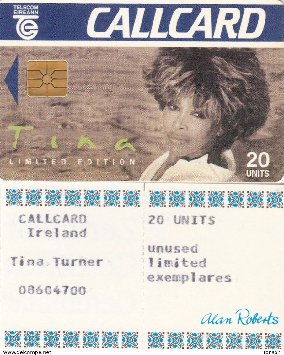 Ireland, IE-EIR-A-0004A, Tina Turner, Unused With Certificate, 2 Scans.   GEM1B (Not Symmetric Red) - Ireland
