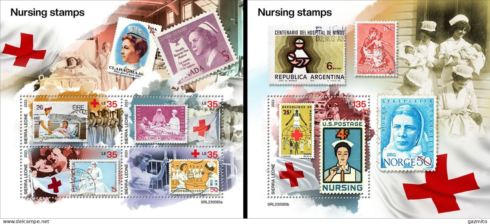 Sierra Leone 2023, Nurses, Stamp On Stamp, 4val In BF +BF - Médecine