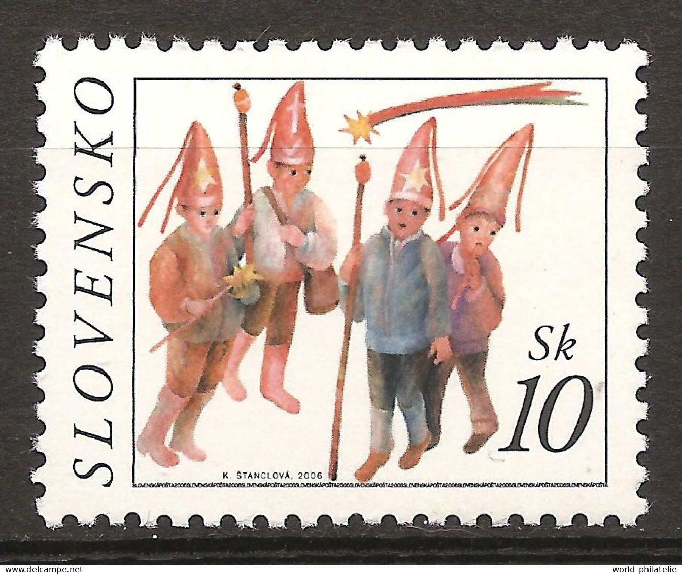 Slovaquie Slovensko 2006 N° 474 ** Noël, Nativité, Religion, Chanteur, Musique, Etoile Du Berger Baguette Magique Bonnet - Unused Stamps