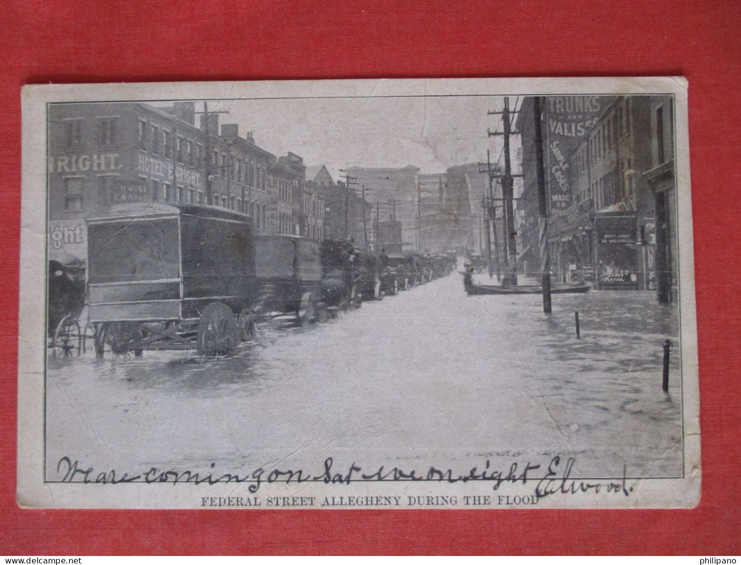 PITTSBURGH PA 1907 FLOOD ALLEGHENY WAGONS ON FLOODED STREET        Ref 6344 - Pittsburgh