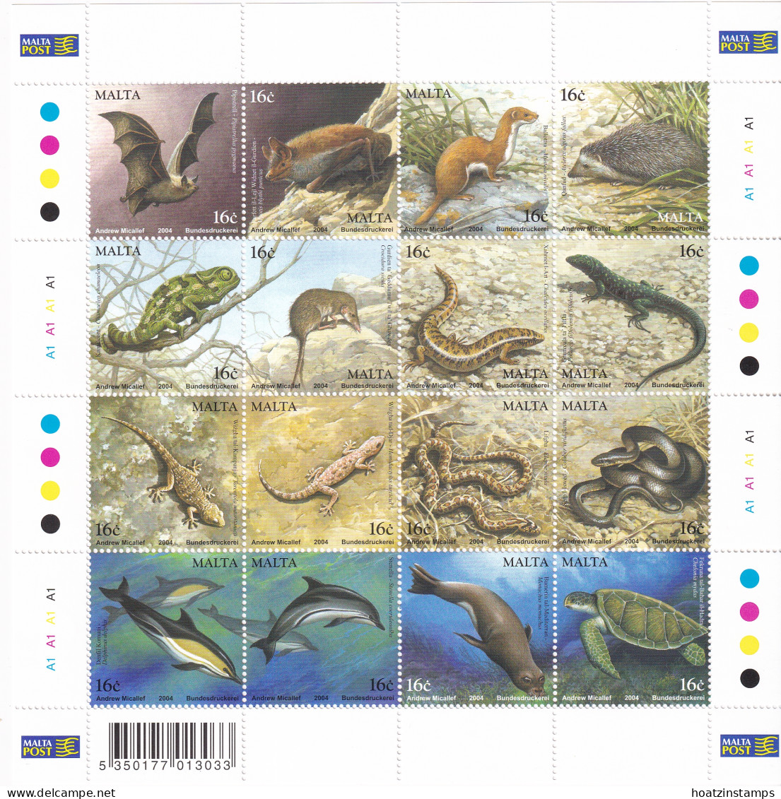 Malta: 2004   Mammals And Reptiles  MNH Sheetlet  - Malta