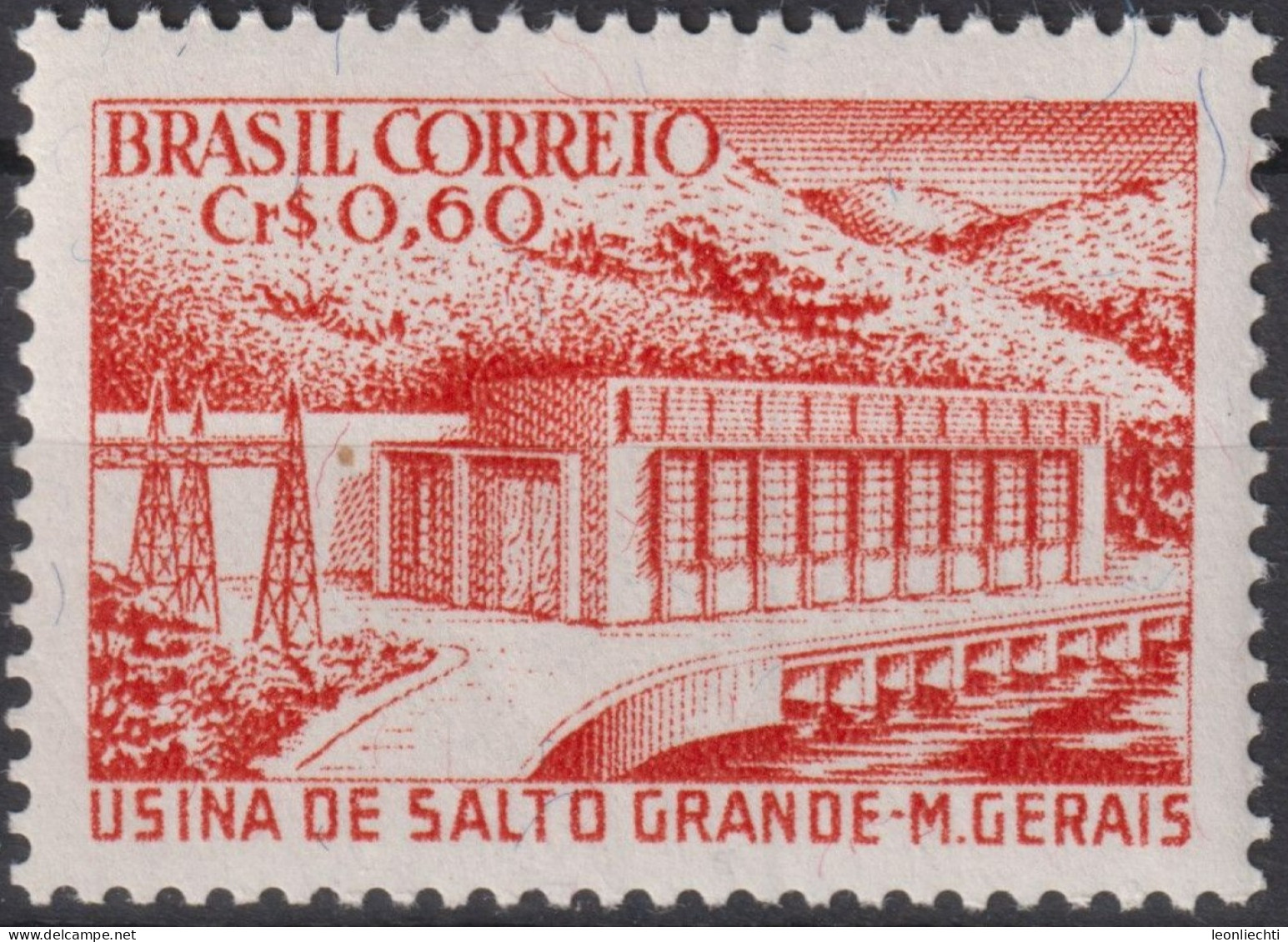 1956 Brasilien ** Mi:BR 889, Sn:BR 832, Yt:BR 615, Inauguration Of The Hydroelectric Power Plant Of Salto Grand - Ongebruikt
