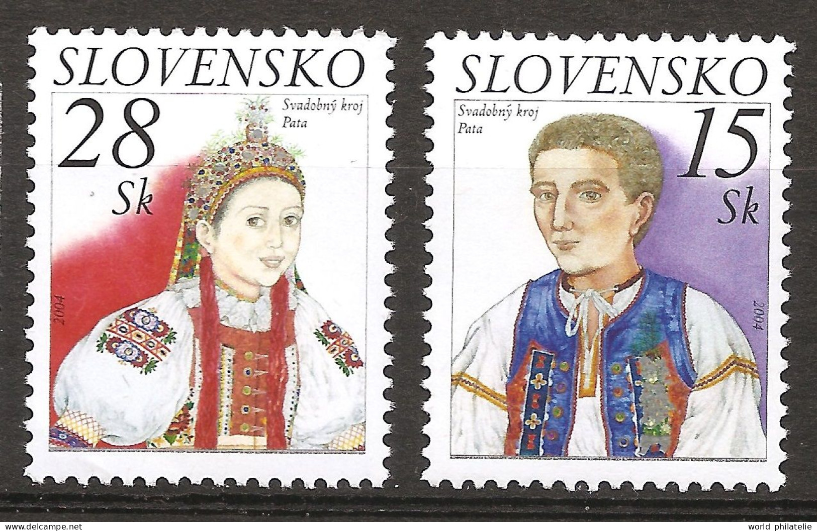 Slovaquie Slovensko 2004 N° 414 / 5 ** Costumes Traditionnels, Marié, Mariée, Pata, Mariage, Beauté Coiffe Fête Folklore - Ungebraucht