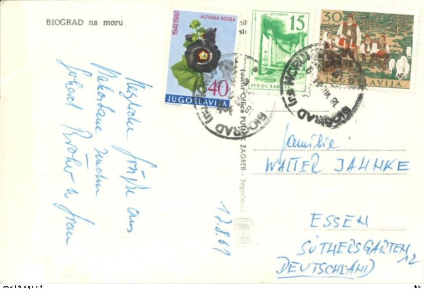 YUGOSLAVIA - 1996, BIOGRAD NA MORU REAL PHOTO POSTCARD WITH STAMPS SENT TO GERMANY. - Lettres & Documents