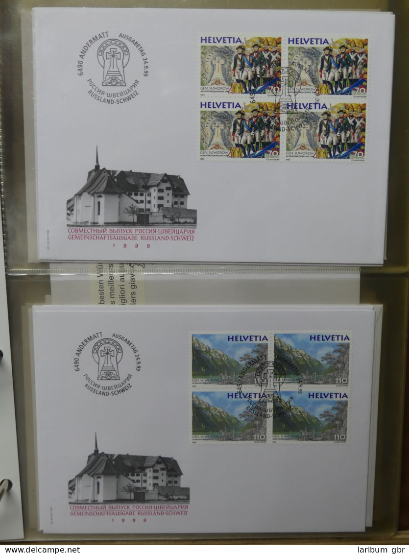 Schweiz Sammlung ab 1997 nur FDC Ersttagsbriefe einzeln und Viererblocks #LW849