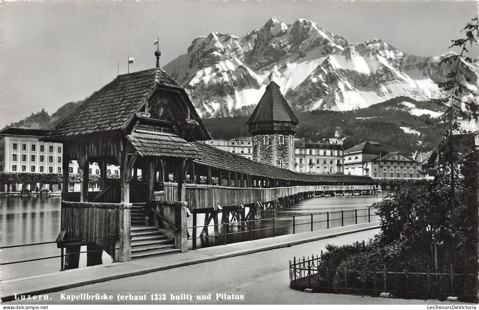 SUISSE - Luzern - Kapellbrücke (erbaut 1333 Built) Und Pilatus - Carte Postale - Lucerne