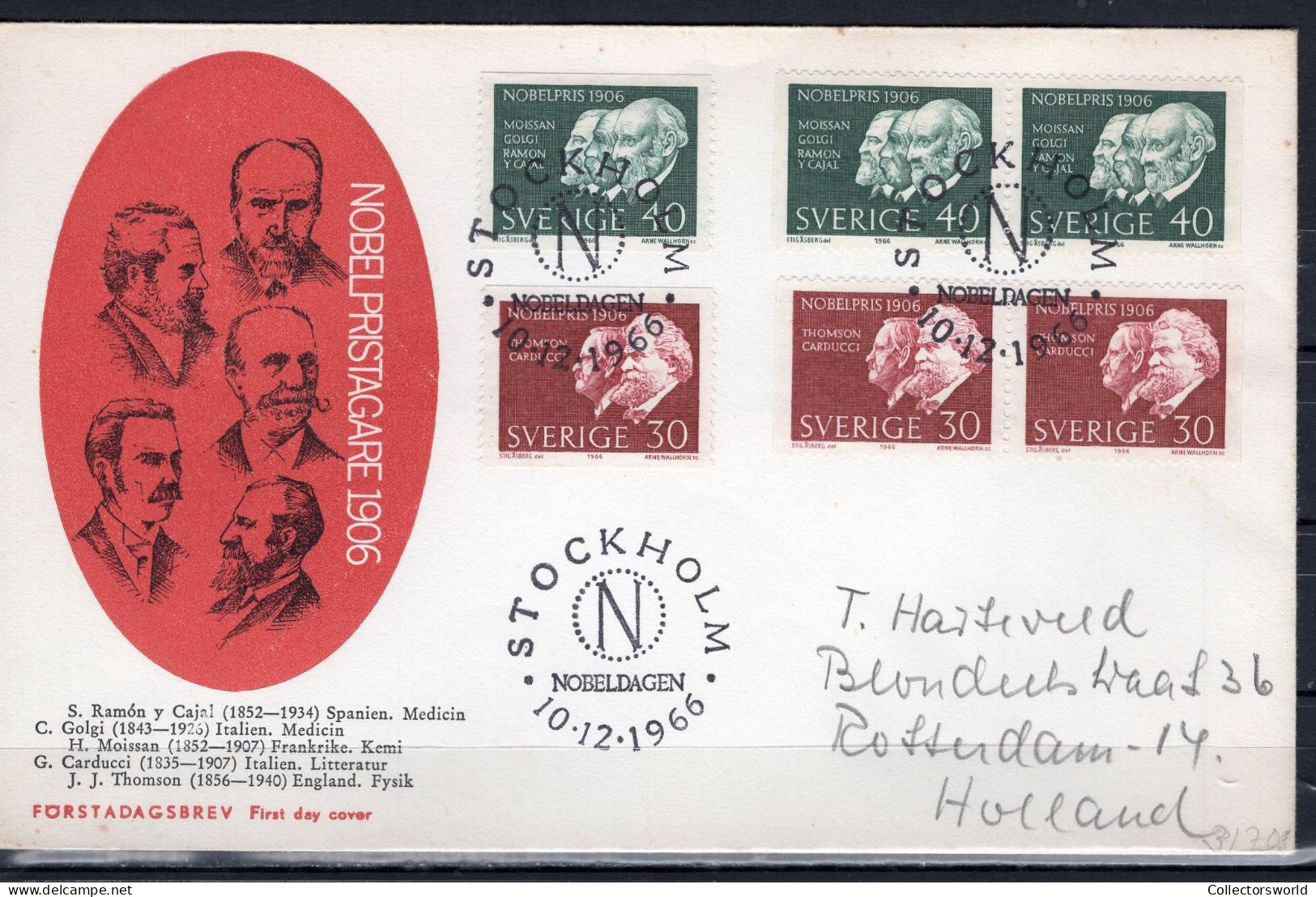 Sweden 1966 FDC Nobel Price Winners - Briefe U. Dokumente