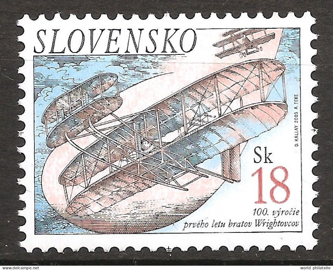 Slovaquie Slovensko 2003 N° 404 ** Avion, Premier Vol, Aéroplane Motorisé, Frères Wright Flyer, Biplan, Kitty Hawk, USA - Nuevos