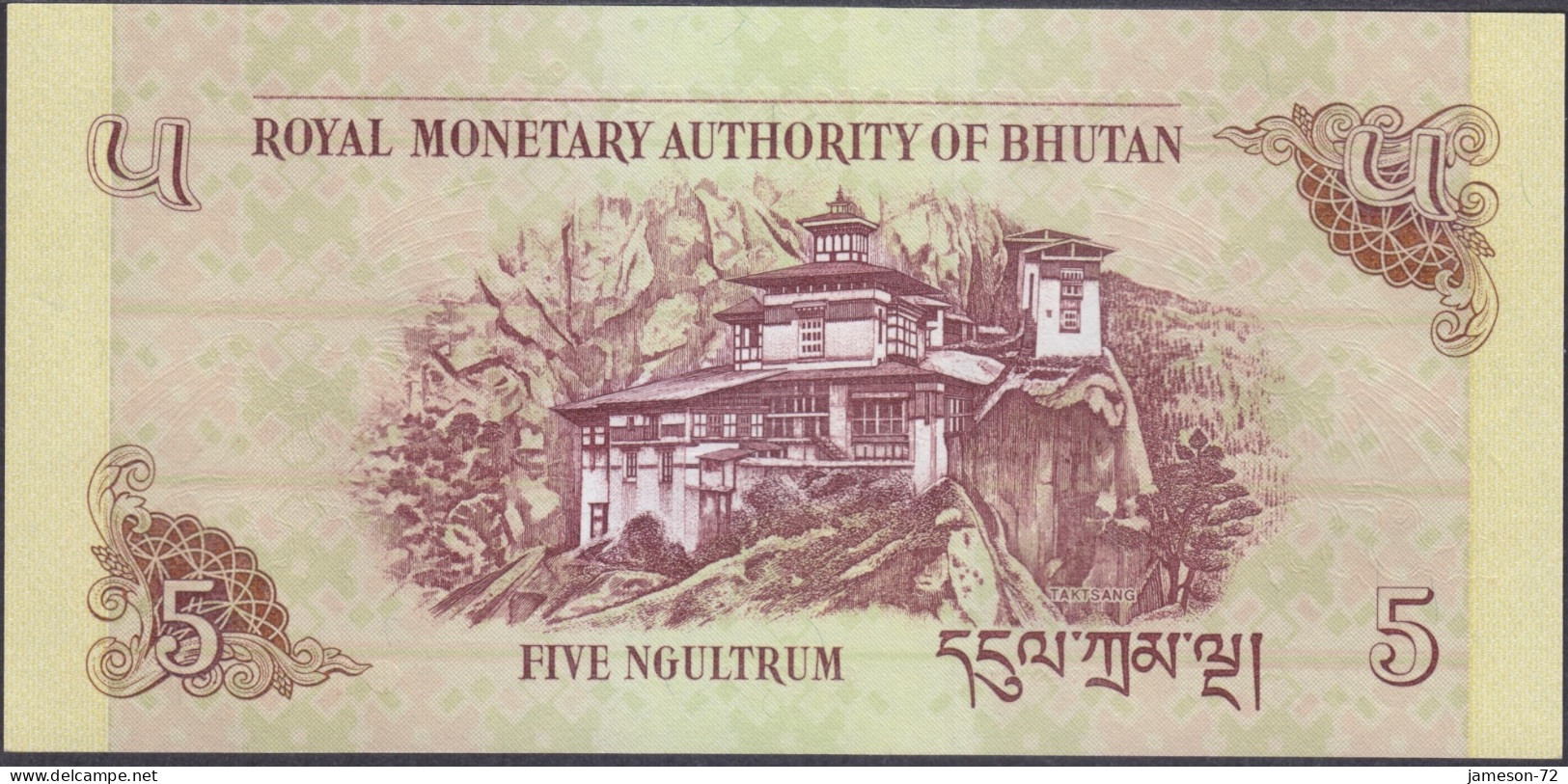 BHUTAN - 5 Ngultum 2015 P# 28c Asia Banknote - Edelweiss Coins - Bhután
