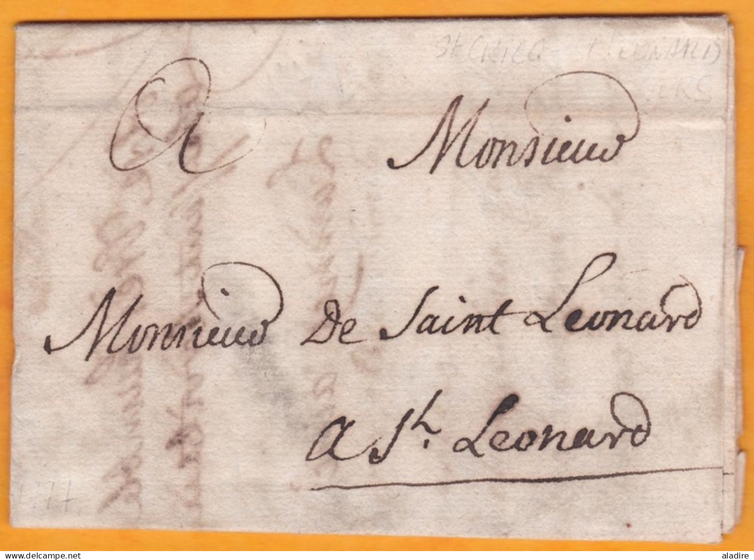 1777 - Lettre Avec Corresp De 3 Pages De SAINT CRICQ, Gers Vers SAINT LEONARD, Gers - Règne De Louis XVI - 1701-1800: Précurseurs XVIII