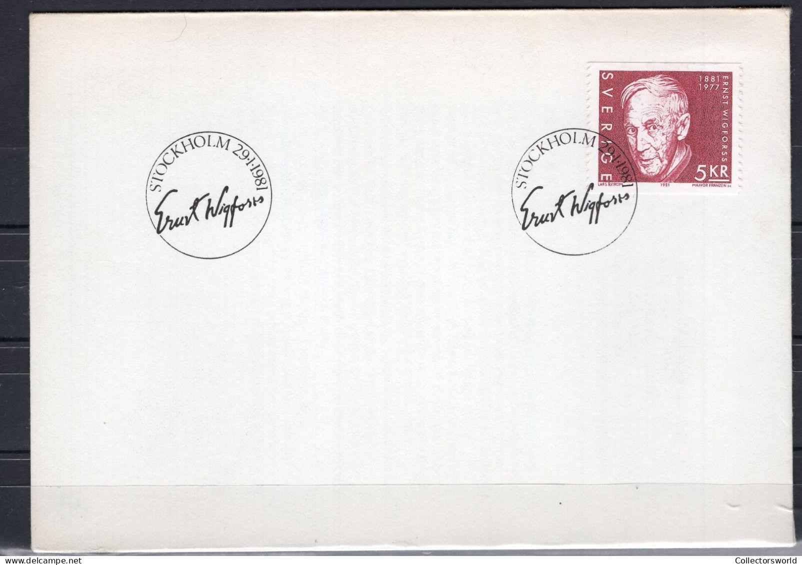 Sweden 1981 FDC Ernst Wigforss - Brieven En Documenten