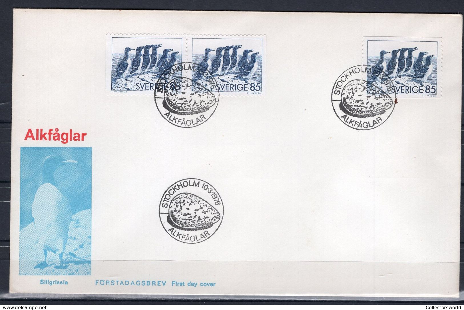 Sweden 1976 FDC Birds Razorbill Auk Alk - Briefe U. Dokumente