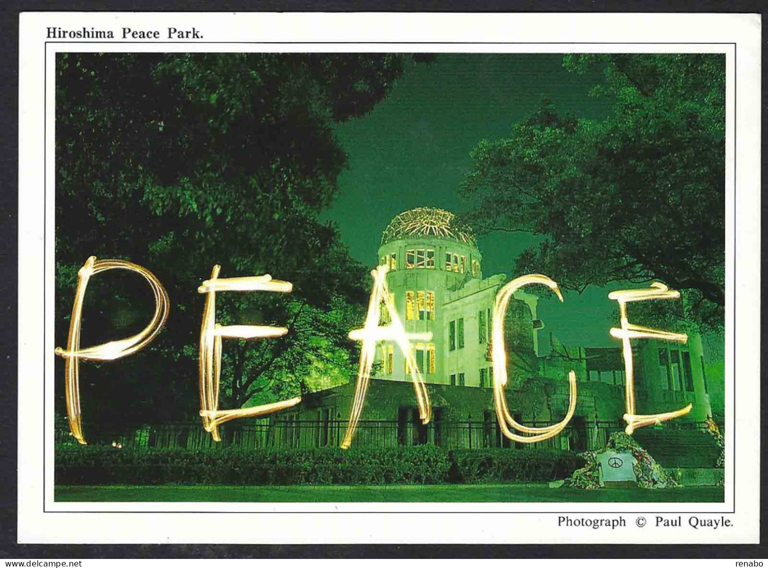 Japon To Italy; Hiroshima Peace Park, Atom-bomb Dome At Night – PEACE - Created By Using A Flash Light - Hiroshima