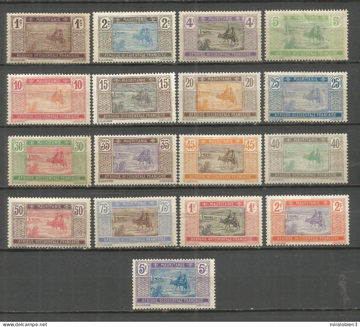 MAURITANIA COLONIA FRANCESA YVERT NUM. 17/33 * SERIE COMPLETA CON FIJASELLOS - Unused Stamps