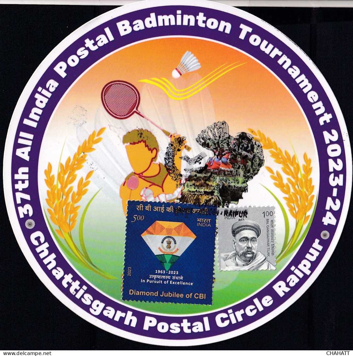 SPORTS- BADMINTON- UNUSUAL - ODD SHAPED -PICTURE POST CARD - INDIA POST - PICTORIAL CANCEL-BX4-35 - Badminton