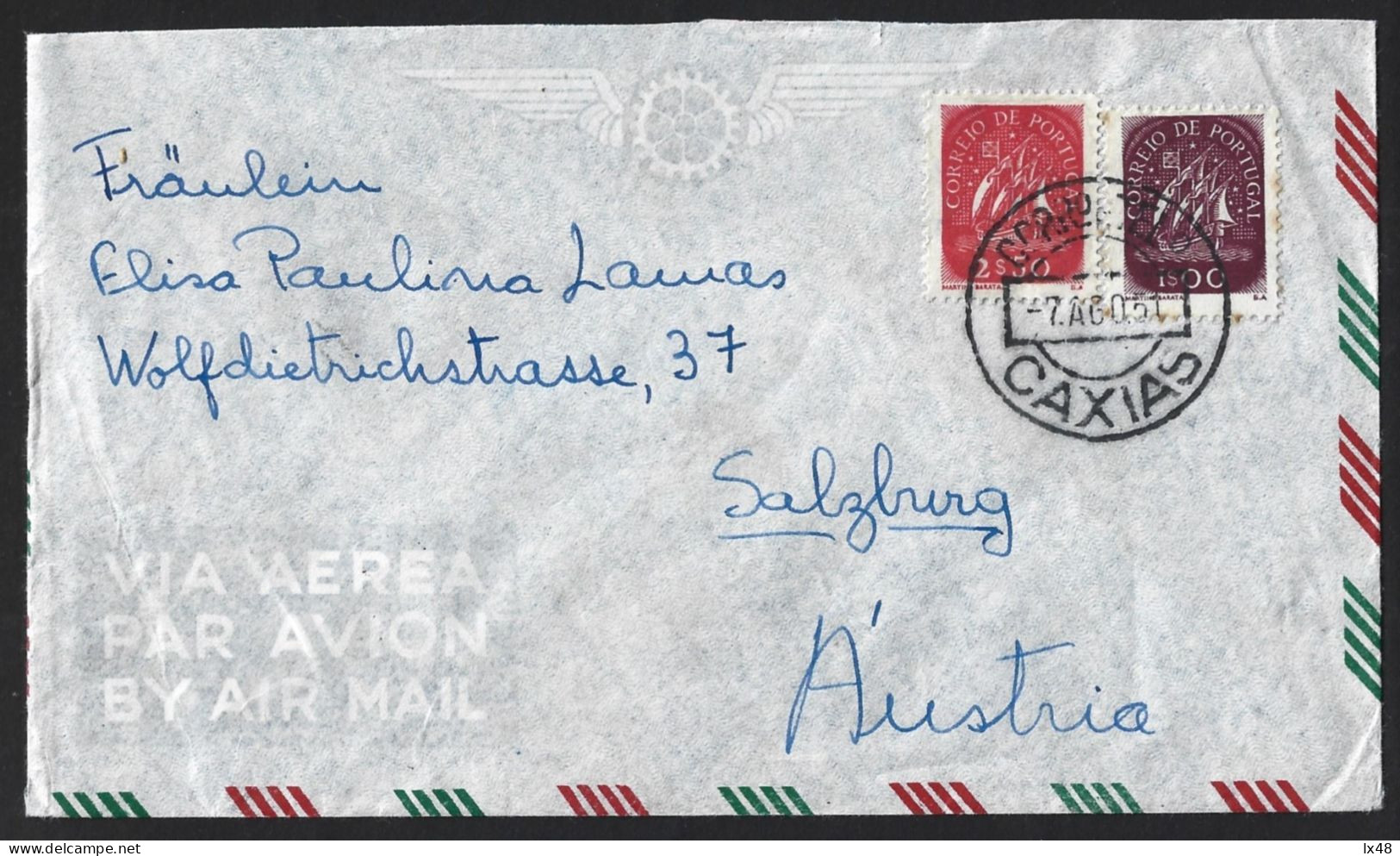 Carta Para Áustria Com Stamps Caravelas Com Obliteração De Caxias. Letter To Austria With Caravel Stamps With Obliterat - Lettres & Documents