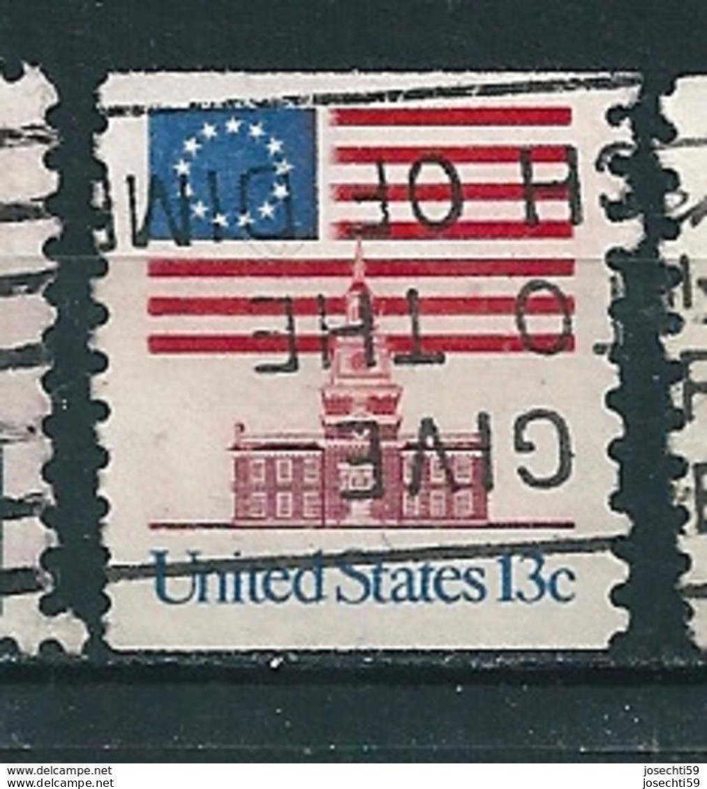 N°1076a Drapeau Américain   Etats-Unis 13c., Bleu, Rouge Et Carmin-brun 1975  Timbre USA - Usati