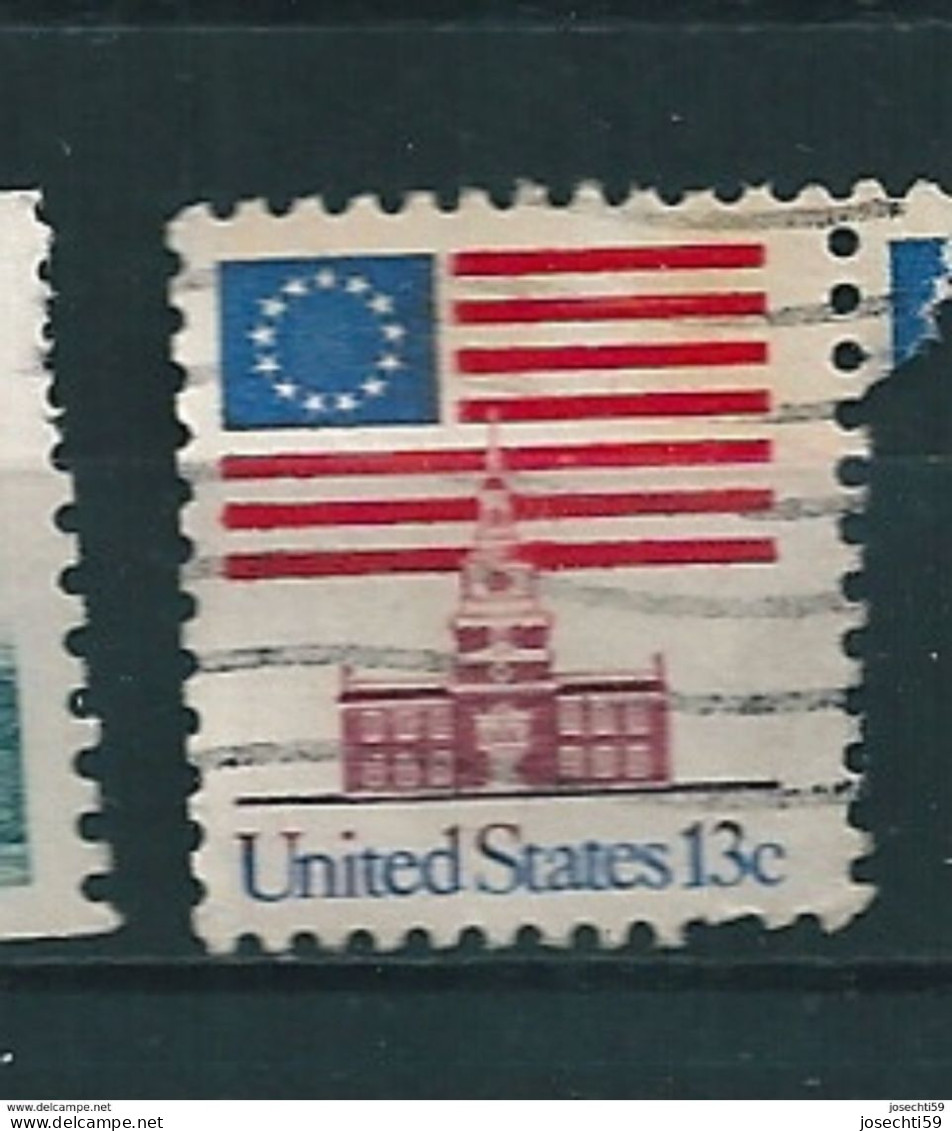N°1076a Drapeau Américain   Etats-Unis 13c., Bleu, Rouge Et Carmin-brun 1975  Timbre USA - Gebruikt