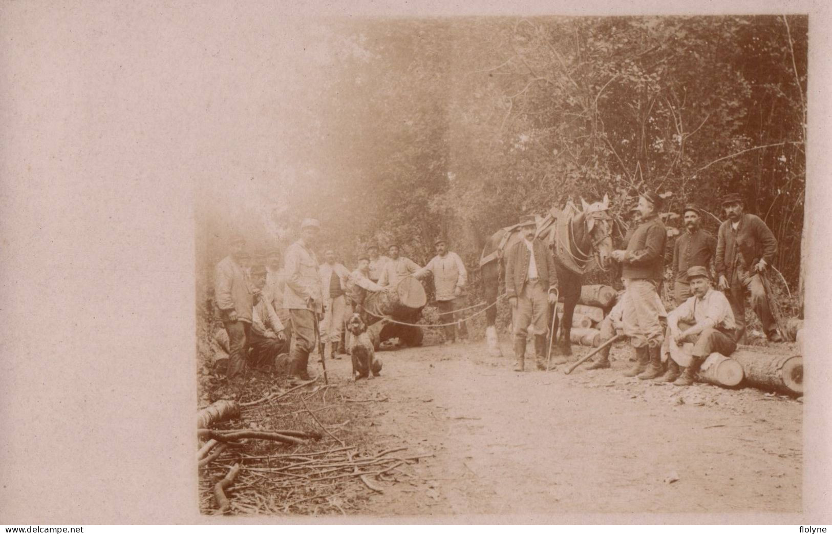 Militaria - Carte Photo - Manoeuvres - Soldats Militaires Travaillant En Forêt - Métier Bois - Manoeuvres