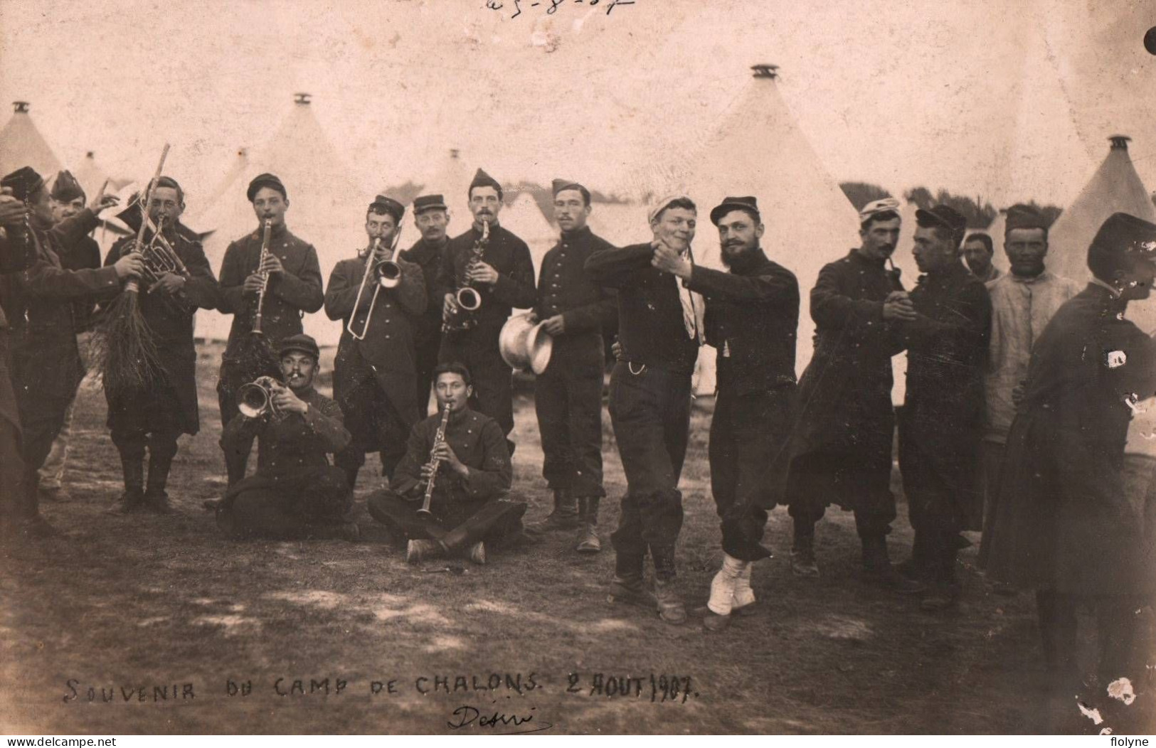 Camp De Châlons - Mourmelon - Carte Photo - Militaria - Soldats Militaires Dansant - Musique Fanfare - 1907 - Camp De Châlons - Mourmelon