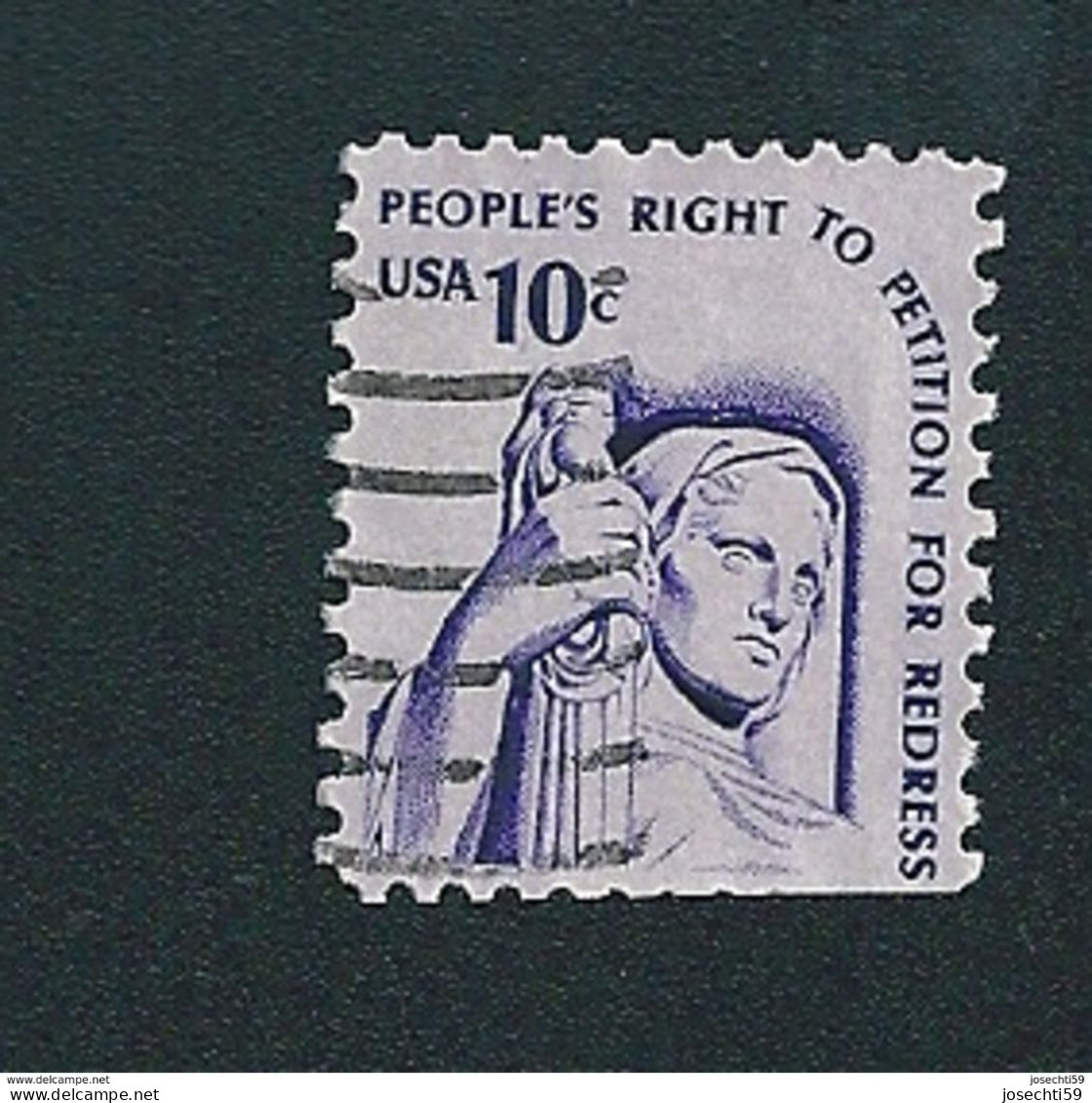 N° 1179a Démocratie Américaine 10c., Violet Sur Gris  Timbre    Etats-Unis (1977) Oblitéré USA - Oblitérés