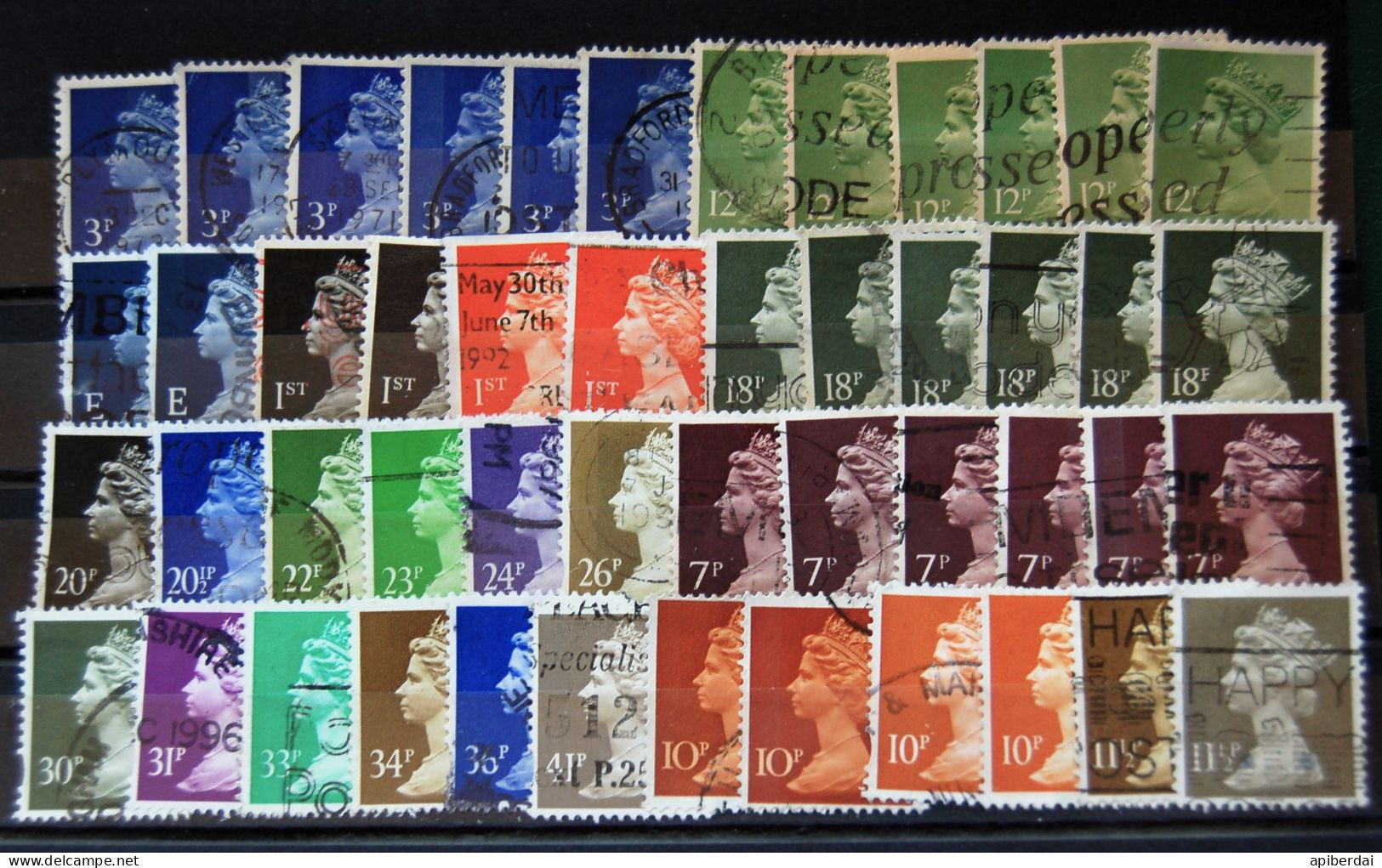 Great Britain  - 58 " Machin EII " Differents Values Stamps Used - Série 'Machin'