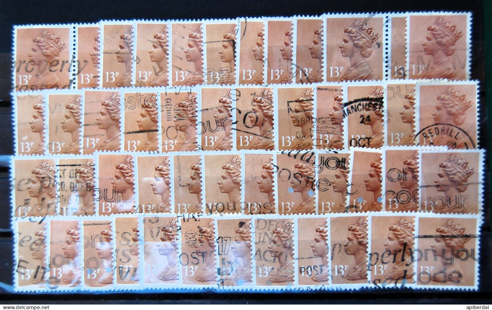 Angleterre Great-britain  - Accumulation Of 48 Machin Stamps 13p Used - Série 'Machin'