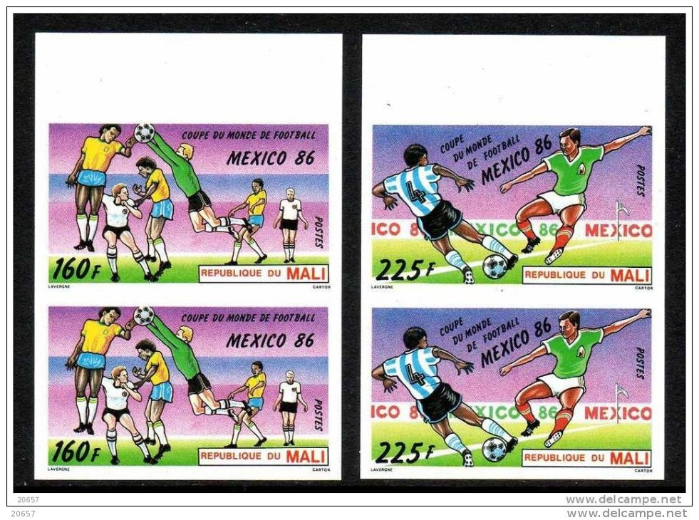 Mali 0532/33 Paires Imperforées, Coupe Du Monde Mexico 1986 Brasil, Allemagne, Argentina, Mexico - 1986 – México