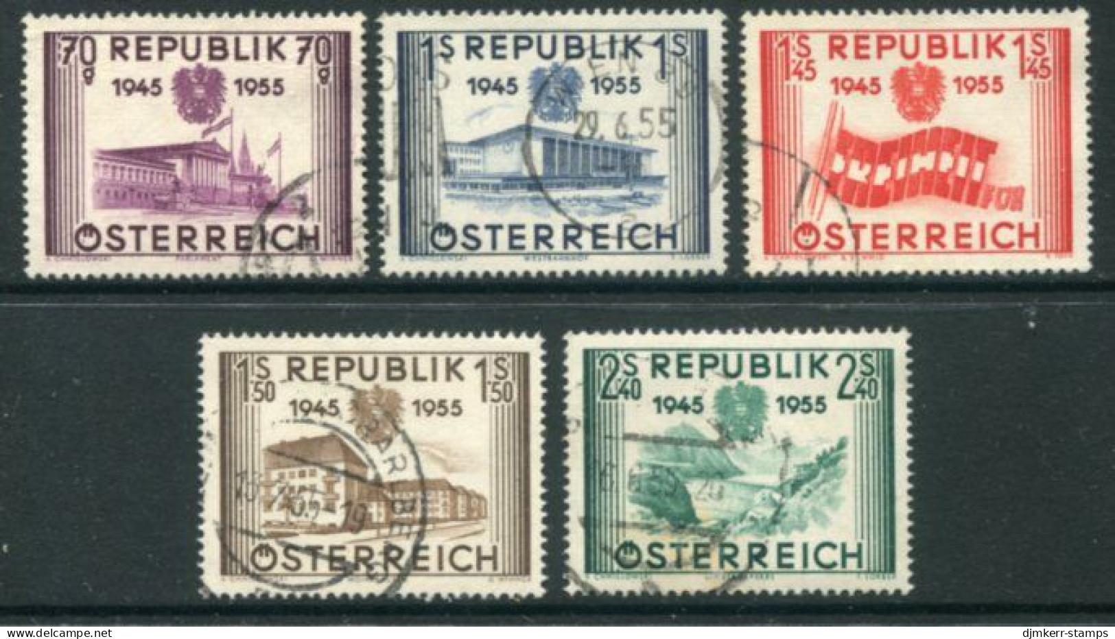 AUSTRIA 1955 Anniversary Of Republic Set Used.  Michel 1012-16 - Oblitérés