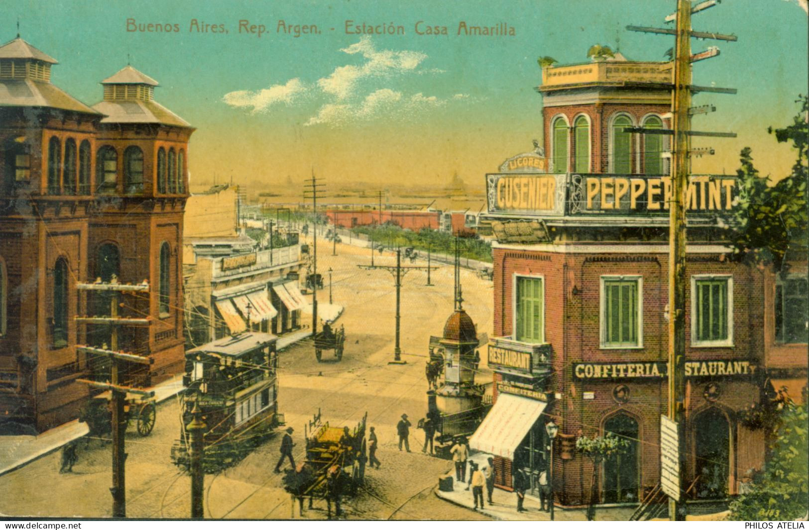 CPA CP Argentine Buenos Aires Rep Argentine Estacion Casa Amarilla Voyagée 1910 - Argentina