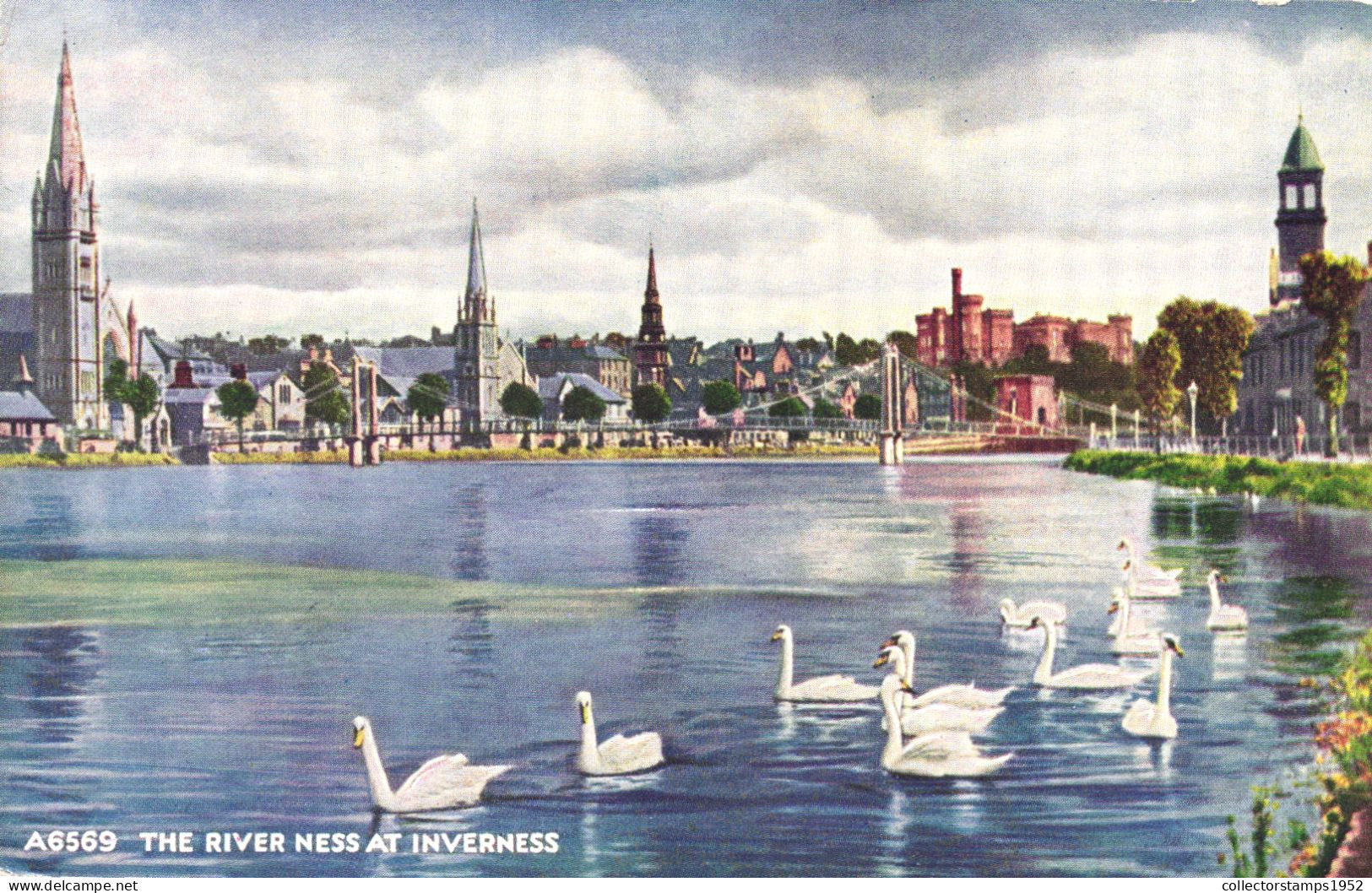 INVERNESS, ARCHITECTURE, SWAN, BRIDGE, TOWER, SCOTLAND, UNITED KINGDOM, POSTCARD - Inverness-shire