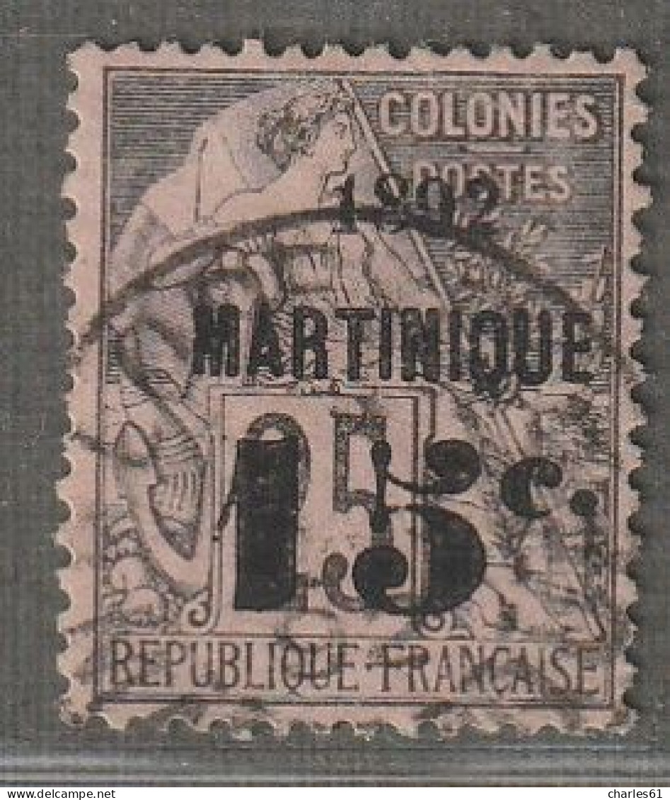 MARTINIQUE - N°28 Obl (1892) 15c Sur 25c Noir Sur Rose - Gebraucht