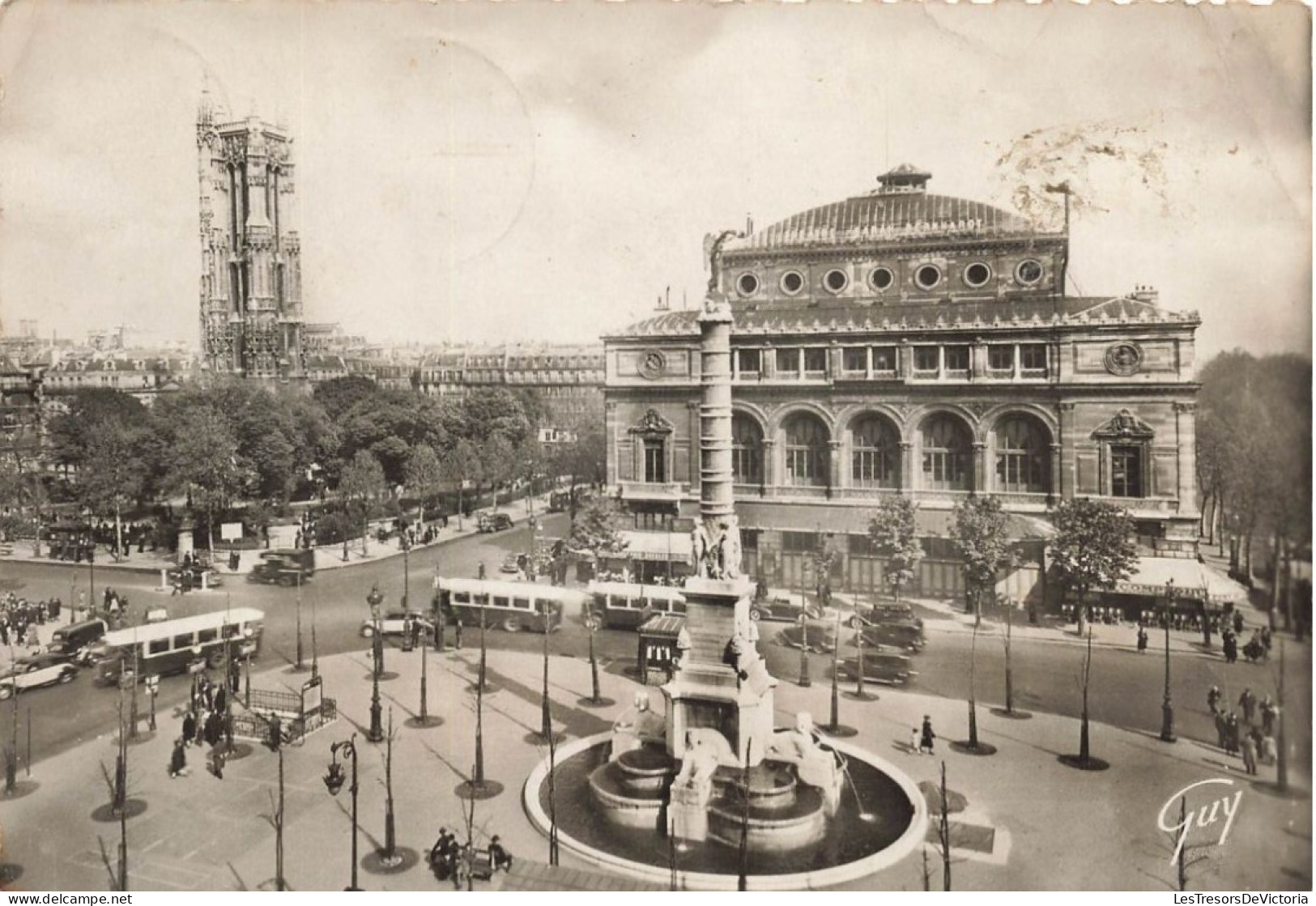 FRANCE - Paris Et Ses Merveilles - Place Du Châtelet Et Tour Saint Jacques - Animé - Carte Postale Ancienne - Places, Squares