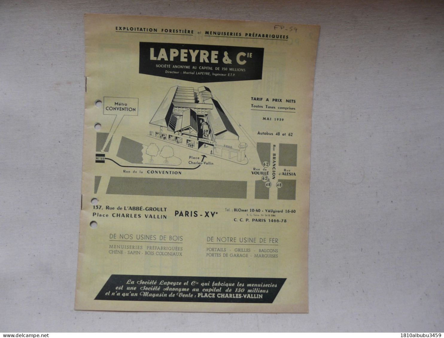 CATALOGUE - LAPEYRE & Cie 1959 - Bricolage / Technique