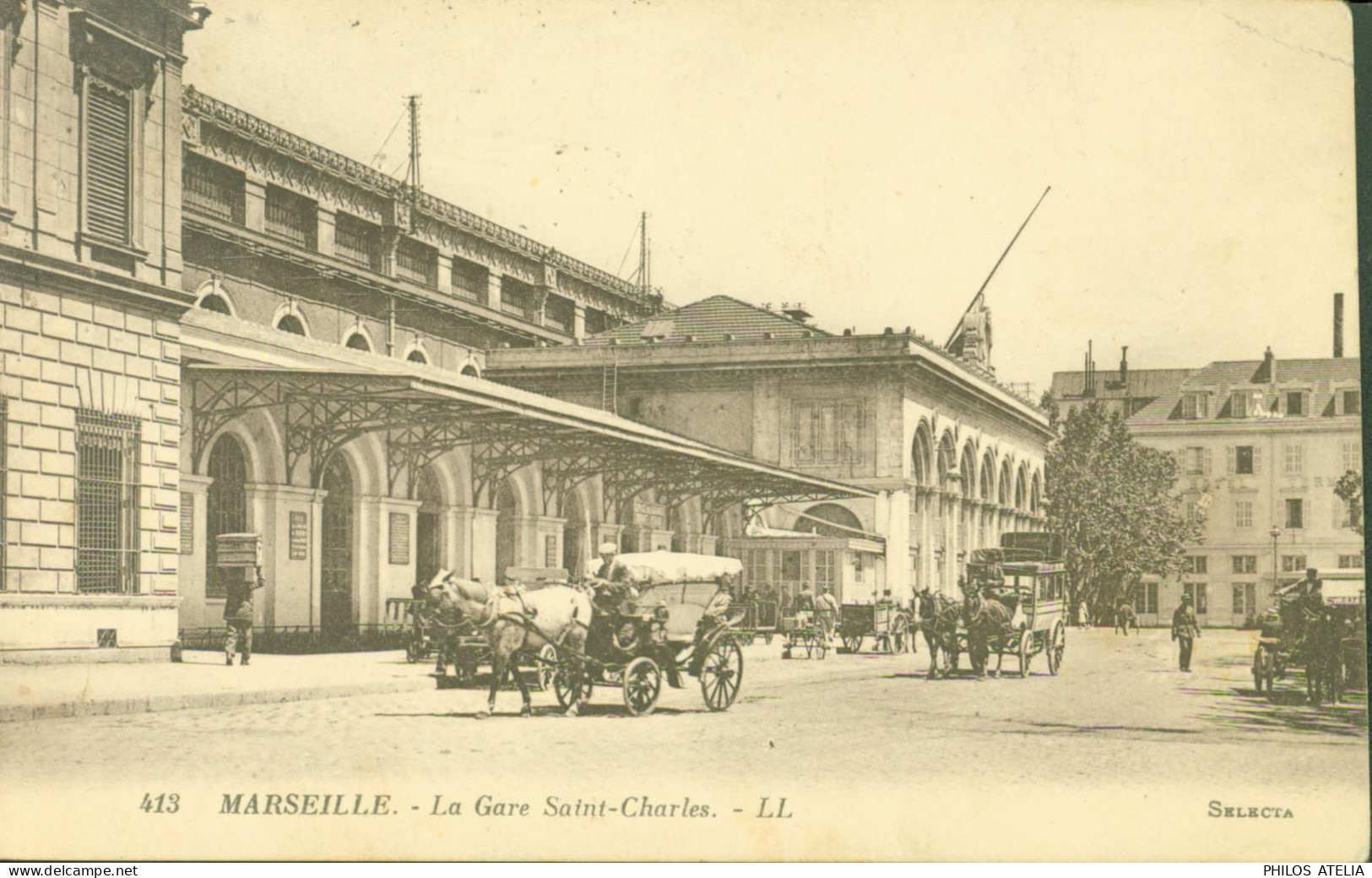 CPA CP Marseille La Gare St Saint Charles 413 LL Selecta Attelage Belle Animation - Stazione, Belle De Mai, Plombières