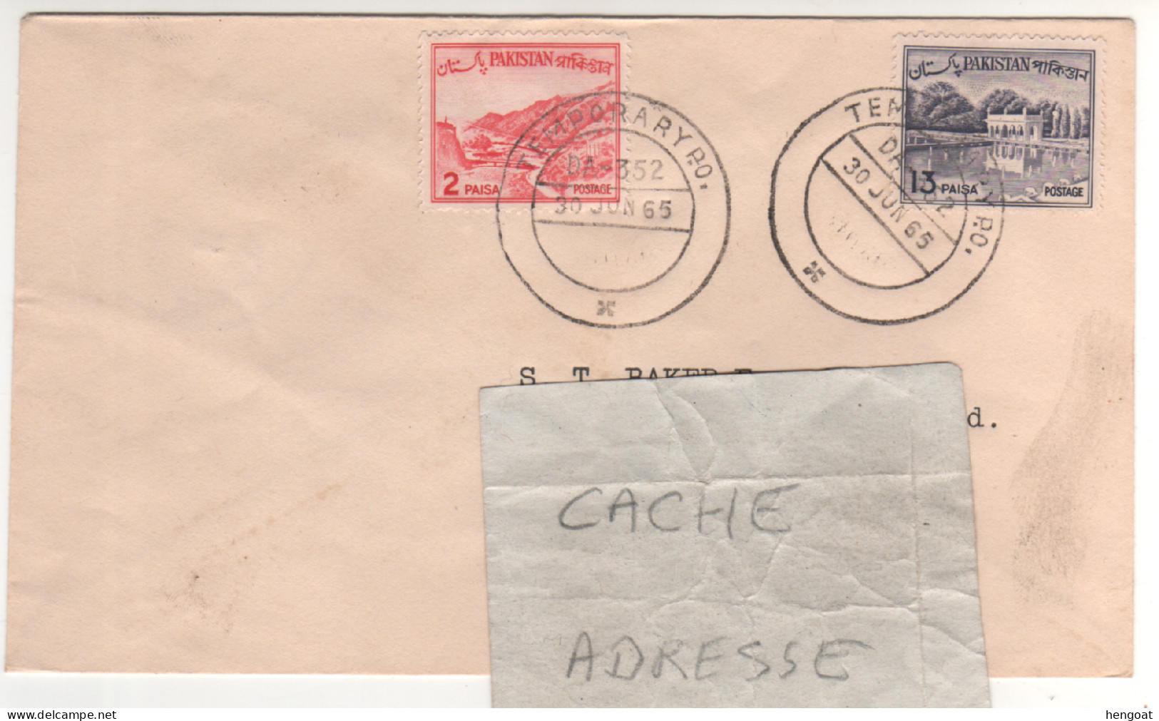 2 Timbres , Stamps " Paysage , Palais " Sur Lettre , Cover , Mail  Du 30/06/65 - Pakistan