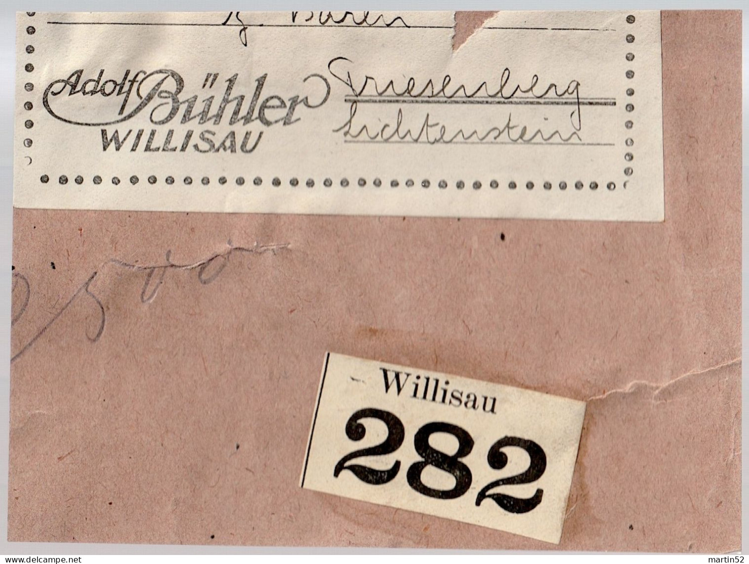 Liechtenstein 1931: Paketkarte Nach Willisau Mit Zu 87B+93A Mi 97B+103A Mit ⊙ TRIESENBERG 20.VI.31 (Zumstein CHF 42.00) - Cartas & Documentos