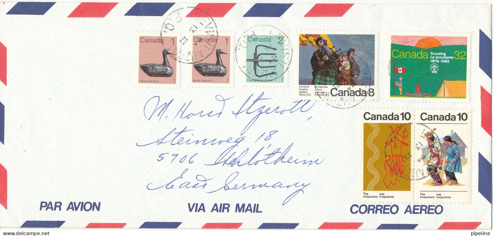 Canada Air Mail Cover Sent To Denmark 13-3-1984 Topic Stamps - Airmail