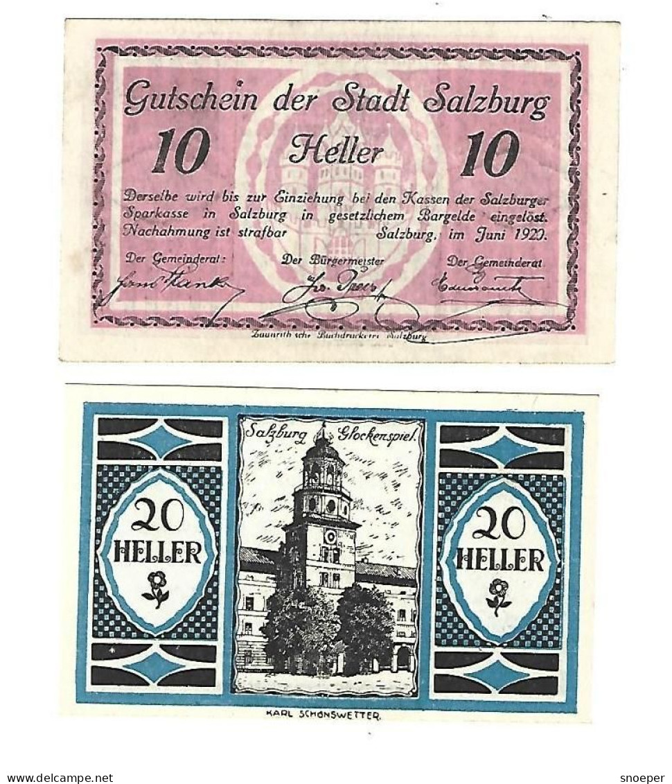 **notgeld   Austria  Salzburg 10+20 Heller 862a - Austria