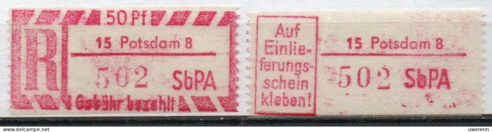 DDR Einschreibemarke Potsdam SbPA Postfrisch, EM2B-15-8I(3) Gt - Etiquettes De Recommandé