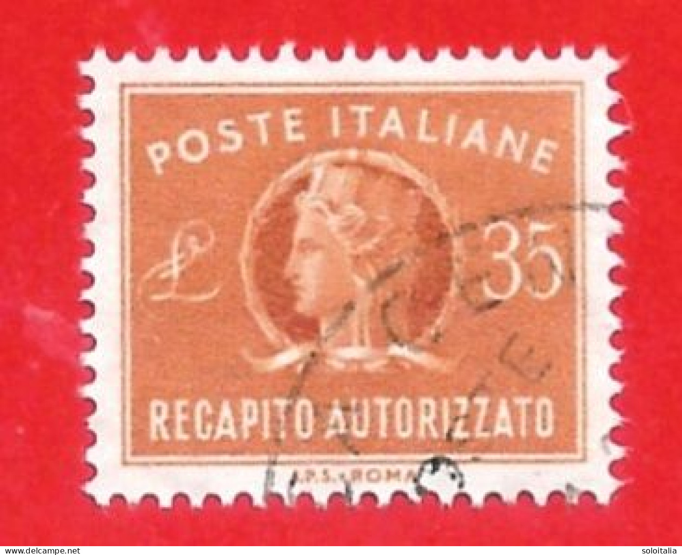 1955-90 (14) Recapito Autorizzato Filigrana Stelle IV Lire 35 - Usato (leggi Messaggio Del Venditore) - Express/pneumatic Mail