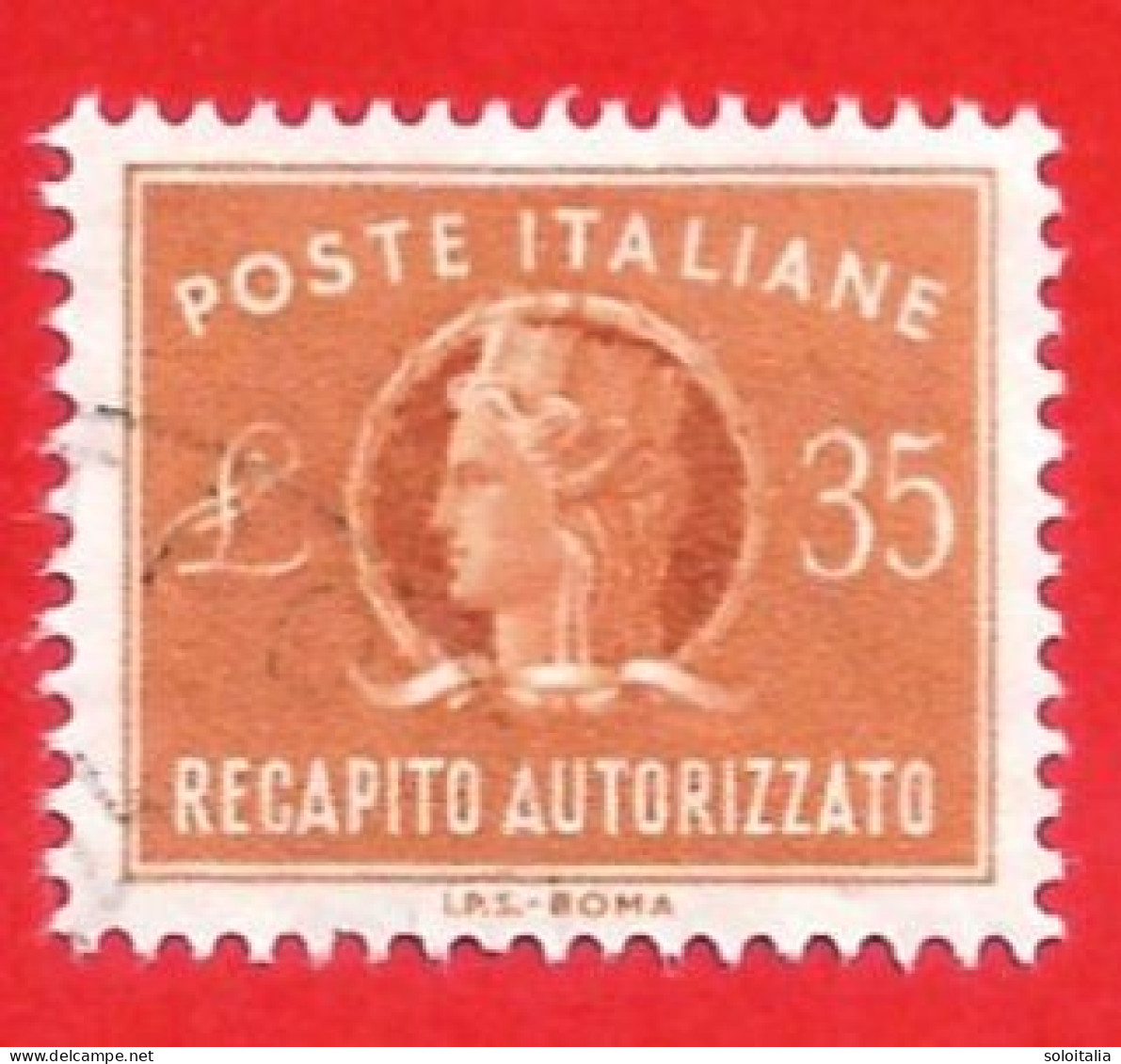 1955-90 (14) Recapito Autorizzato Filigrana Stelle IV Lire 35 - Usato (leggi Messaggio Del Venditore) - Express/pneumatic Mail