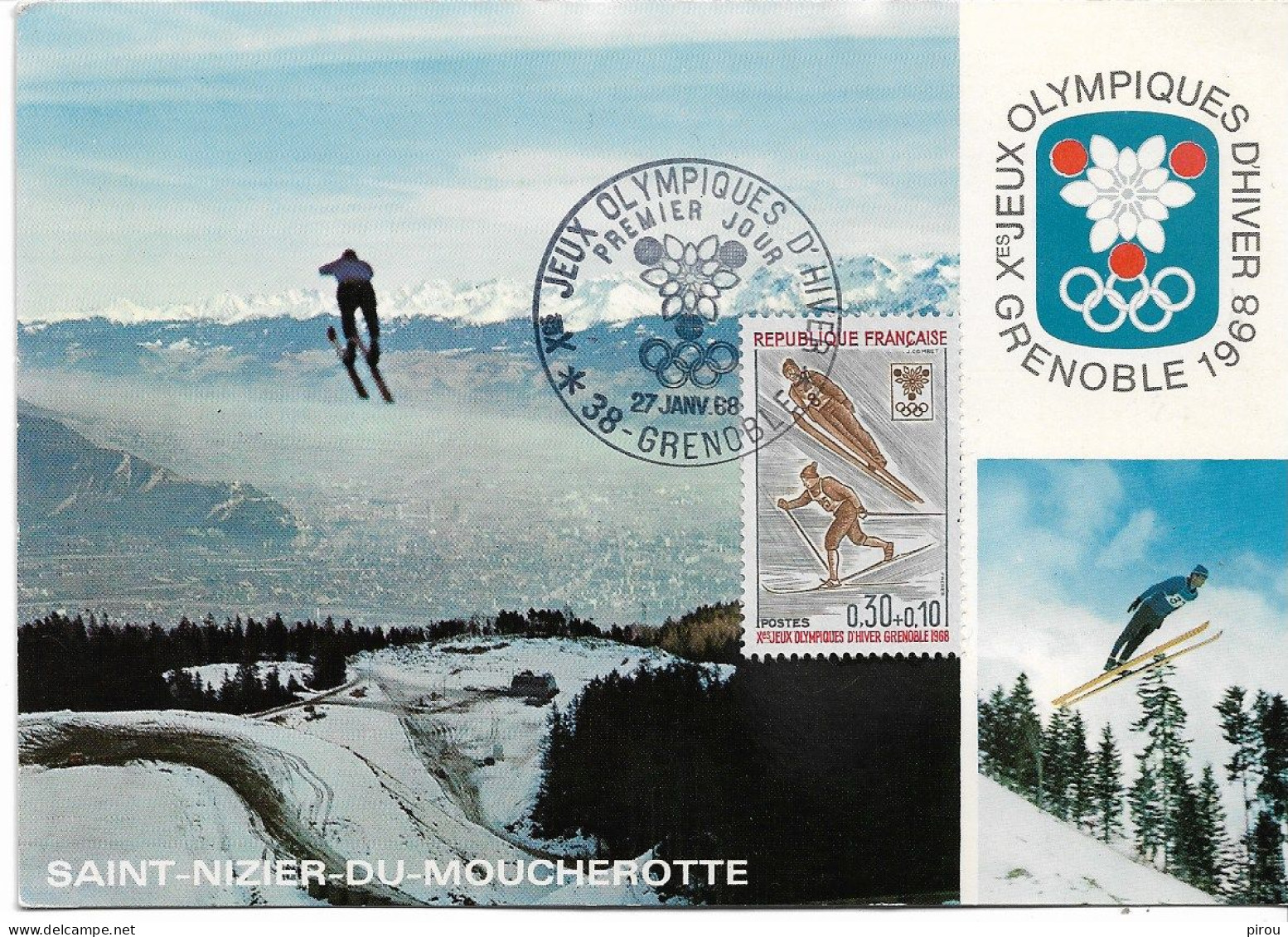 CARTE PREMIER JOUR FRANCE 1968  JO DE GRENOBLE ( SAINT NIZIER DU MOUCHEROTTE ) - Winter 1968: Grenoble