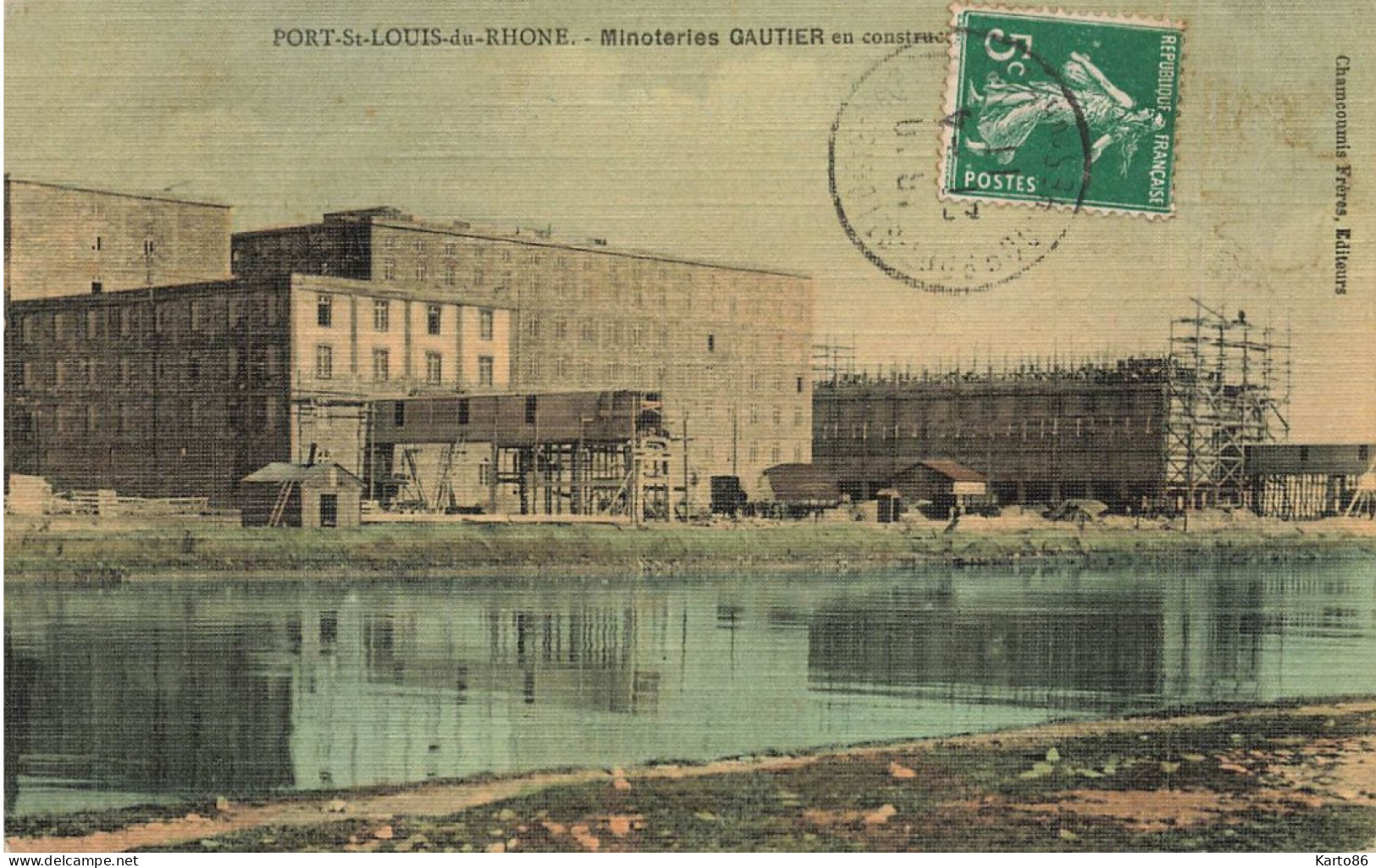 Port St Louis Du Rhône * Minoteries GAUTIER En Construction ! * Travaux Minoterie Moulin * Cpa Toilée Colorisée - Saint-Louis-du-Rhône