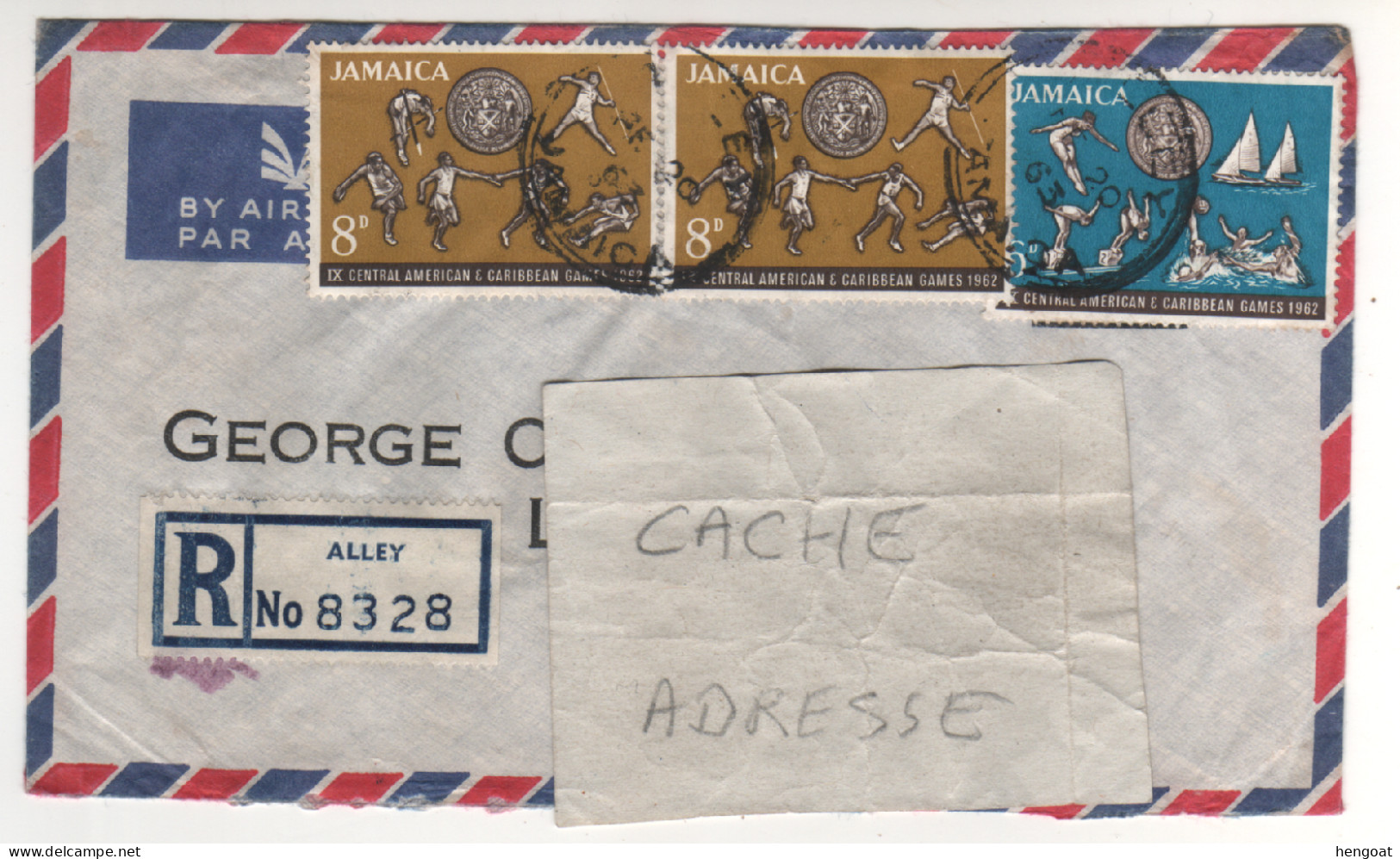 3 Timbres , Stamps " IX è Jeux D' Amérique Centrale Et Caraïbes 1962 " Sur Cover , Mail Recommandée  Du 20/02/63 - Jamaica (1962-...)