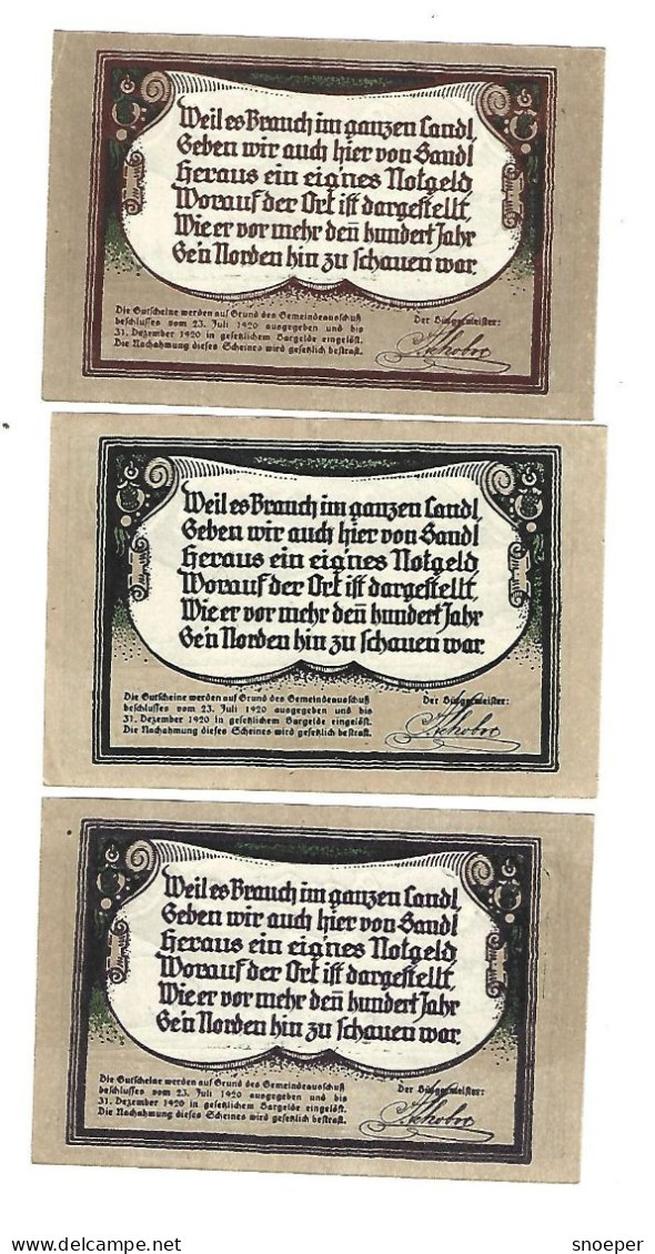 **notgeld   Austria Sandl Serie Compleet 874/5a  Cat Val 9 Euro - Austria