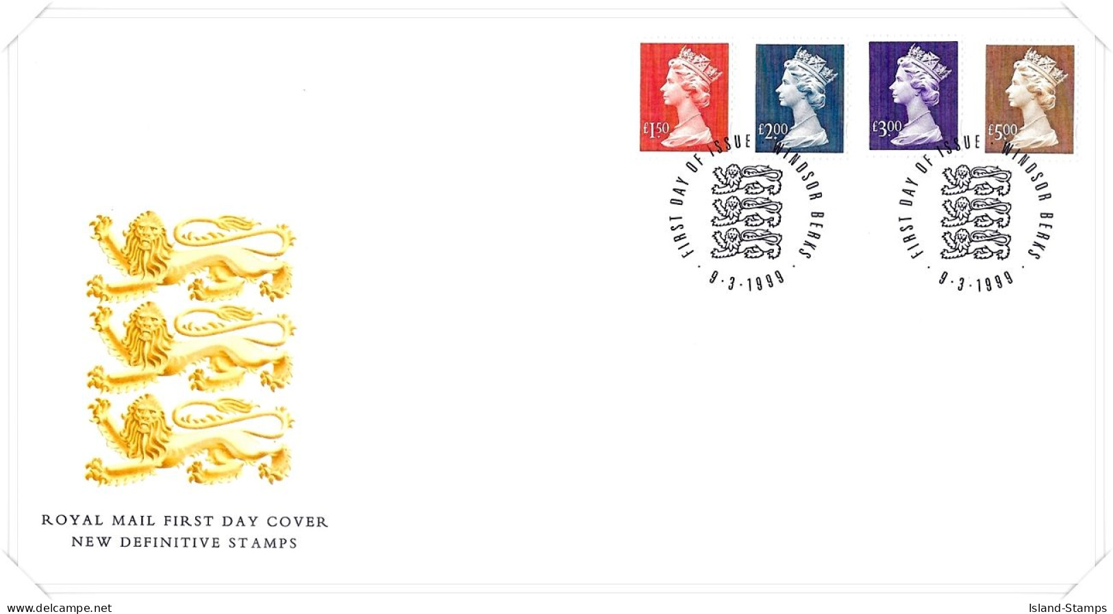 1999 £1.50, £2, £3 & £5 Definitive - Windsor HS (2) Unaddressed FDC Tt - 1991-00 Ediciones Decimales