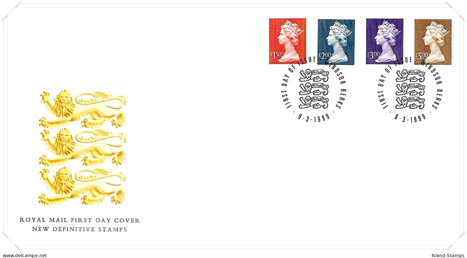 1999 £1.50, £2, £3 & £5 Definitive - Windsor HS Unaddressed FDC Tt - 1991-2000 Dezimalausgaben